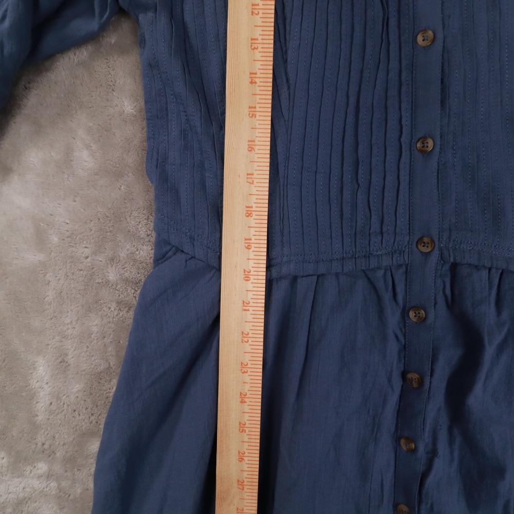 Pilcro Anthropologie Corset Midi Shirt Dress Women's Large Blue Prairie Peasant - Picture 7 of 12